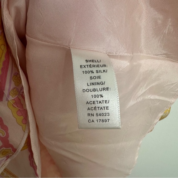 Banana Republic Silk Dress Size 2 Petite Pink Paisley Babydoll Ruffle Y2K - Picture 6 of 12